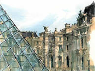 Mixed-Media Rendering of Louvre. Paris, France.